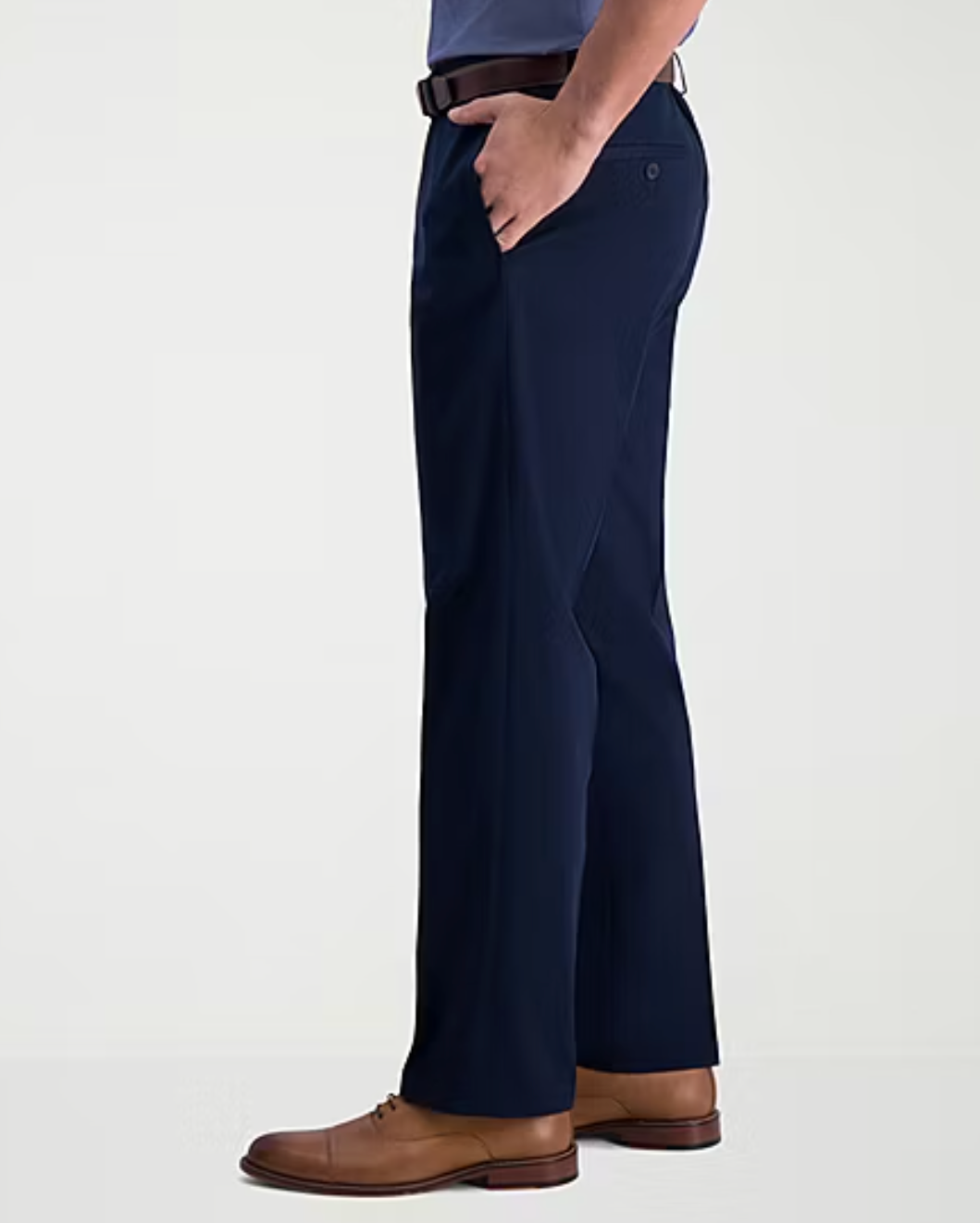 Haggar Mens Straight fit Dress Pants 40 / 32 Navy Blue Solid
