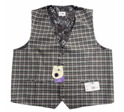 Tayion Mens Classic fit Button-Up Suit Vest XL Charcoal Grey Plaid