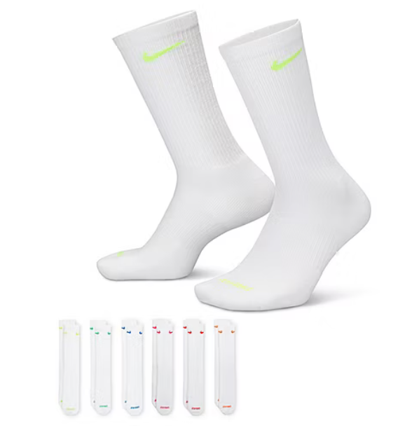 Nike Unisex Everyday Plus Cushioned Training 6-Pairs Crew Socks Large White