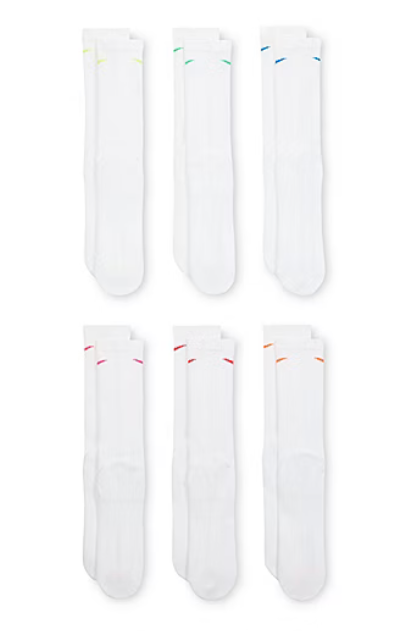 Nike Unisex Everyday Plus Cushioned Training 6-Pairs Crew Socks Large White