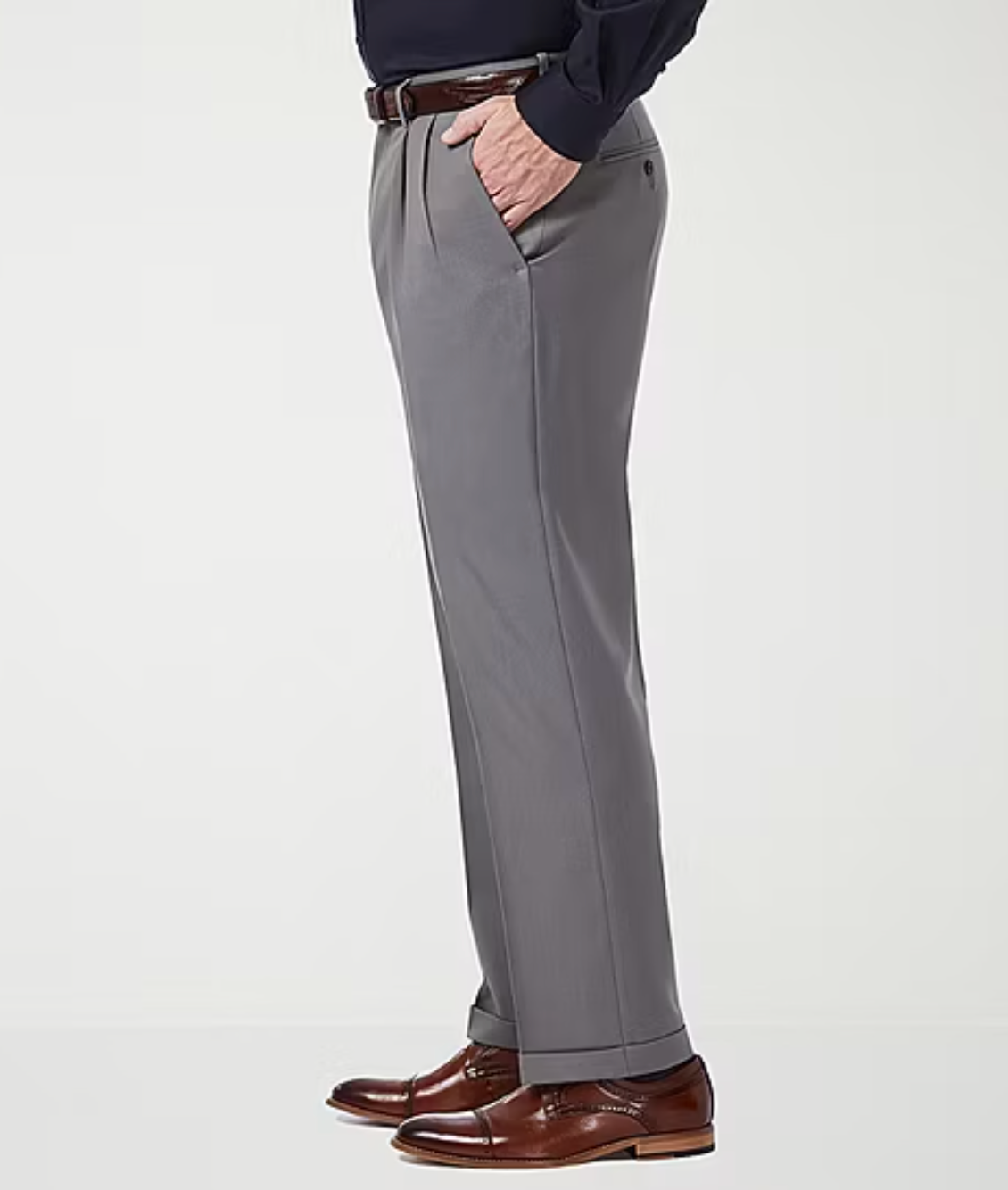Haggar Mens Classic fit Dress 34 / 29 Mid Grey Solid