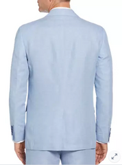 Perry Ellis Mens Slim fit Suit Jacket Linen Blazer 44 R Blue Solid Stretch