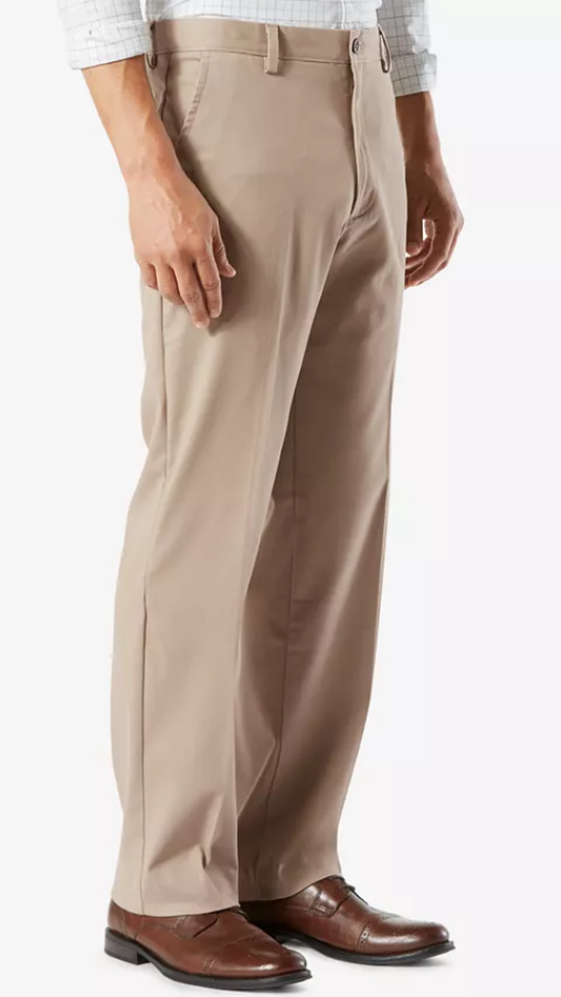 Dockers Men Classic fit Casual 34 / 32 Beige Solid Stretch