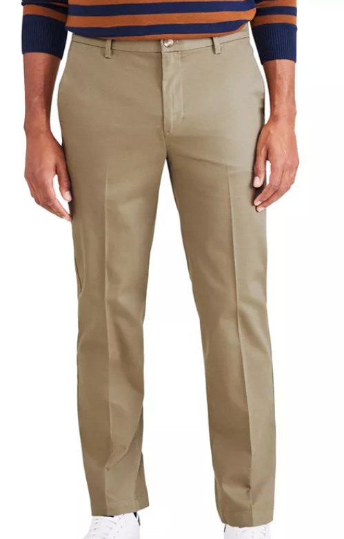 Dockers Men Straight fit Khaki Denim 33 / 32 Beige Solid Stretch