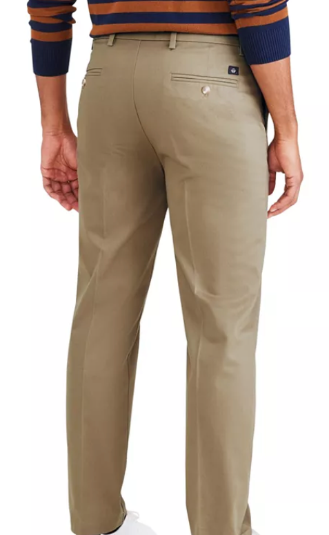 Dockers Men Straight fit Khaki Denim 33 / 32 Beige Solid Stretch