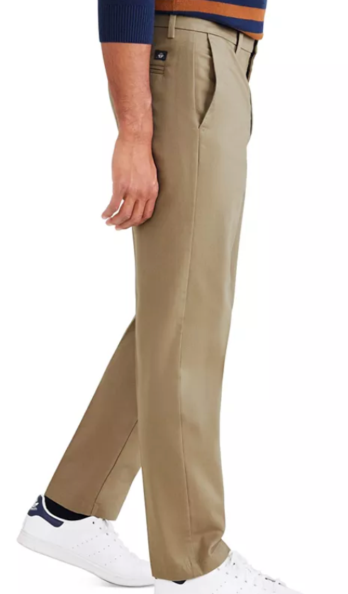 Dockers Men Straight fit Khaki Denim 33 / 32 Beige Solid Stretch