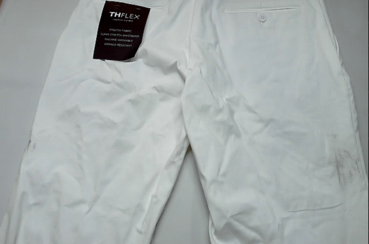 Tommy Hilfiger Mens Modern fit Dress Pants 33 / 30 White Solid Stretch