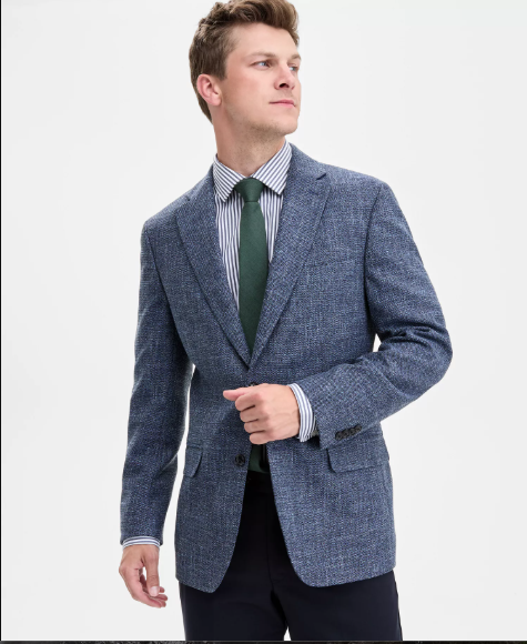 Tommy Hilfiger Mens Modern fit Sport Coat Blazer 46 S Blue Solid