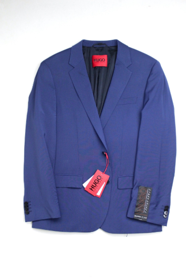 Hugo Boss Mens Slim fit Wool Suit Jacket Blazer 44 L Blue Solid