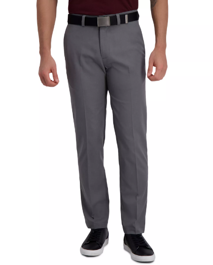 Haggar Mens Straight fit Dress Pants 34 / 32 Grey Solid