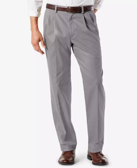 Dockers Mens Classic fit Cotton Dress Pants 40 / 30 Grey Solid