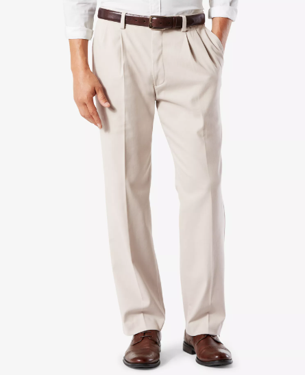 Dockers Mens Classic fit Cotton Dress Pants 34 / 30 White Solid