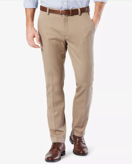 Docker's Mens Slim fit Cotton Casual 38 / 29 Beige Solid