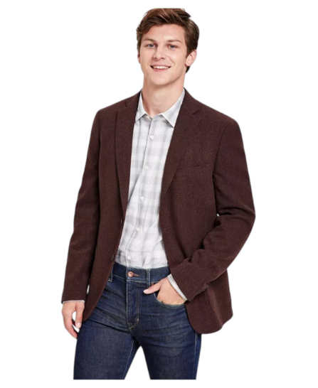 Calvin Klein Mens Slim fit Wool Sport Coat Blazer 46 L Brown Solid