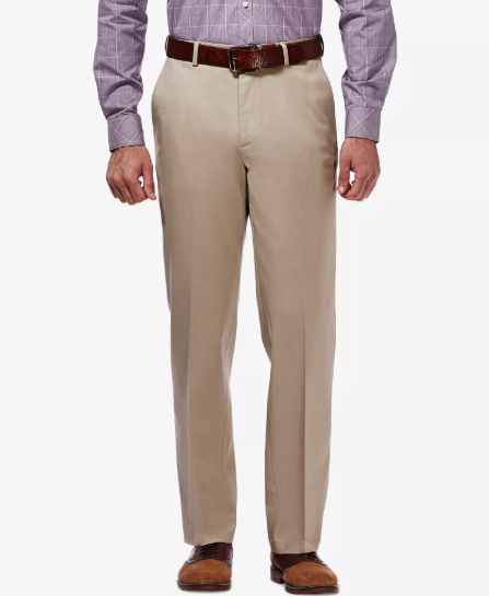 Haggar Mens Classic fit Cotton Dress Pants 42 / 30 Beige Solid