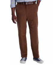 Haggar Mens Classic fit Corduroy Dress Pants 36 / 32 Camel Solid Stretch