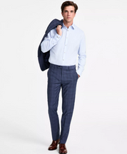 Calvin Klein Men Slim fit  Wool Dress Pants 28 / 29 Blue Plaid