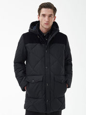 Barbour Men's Elmwood Box Quilted Hooded Full Zip Parka Black Large