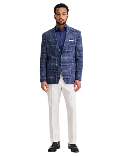Michael Kors Mens Classic fit Sport Coat Blazer 48 R Blue Plaid