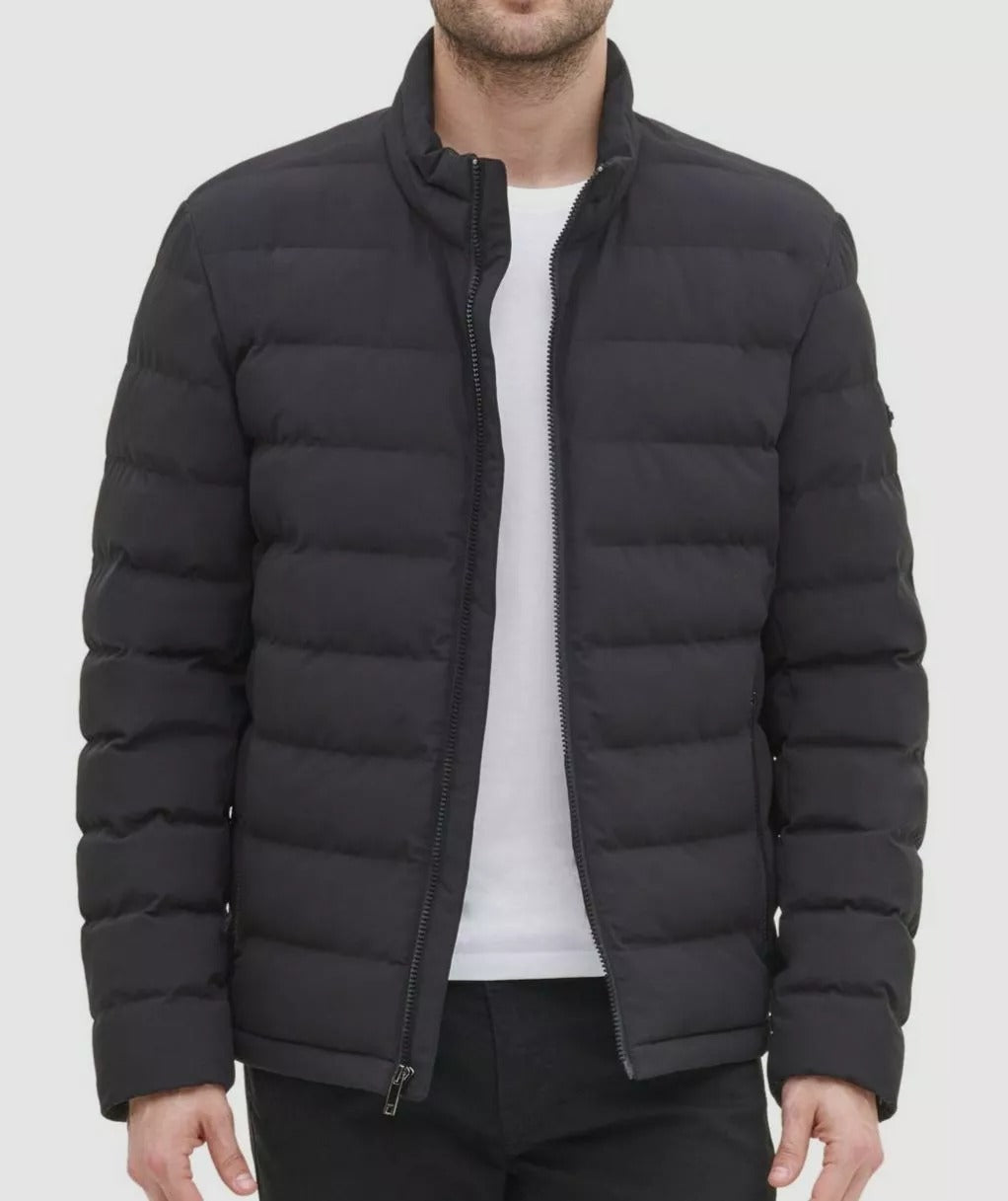 DKNY Mens Quilted Puffer Jacket Coat Black Medium