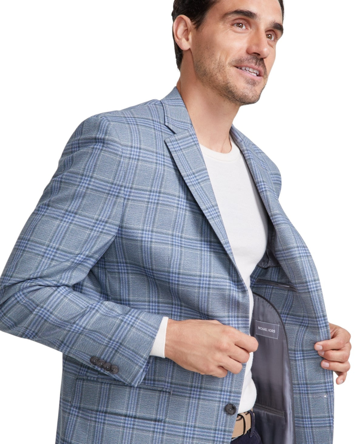 Michael Kors Mens Classic fit Sport Coat Blazer 40 S Green Blue Plaid