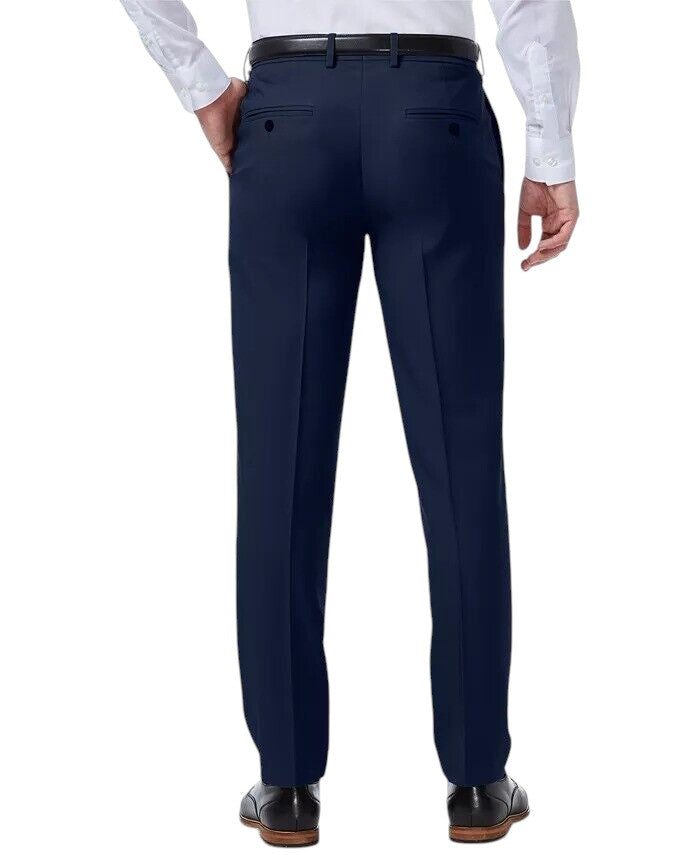 Haggar Mens Slim fit Dress Pants 29 / 32 Navy Blue Solid