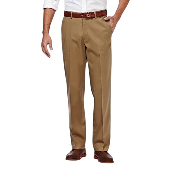 Haggar Mens Classic fit Dress Pants 36 / 32 Beige Solid