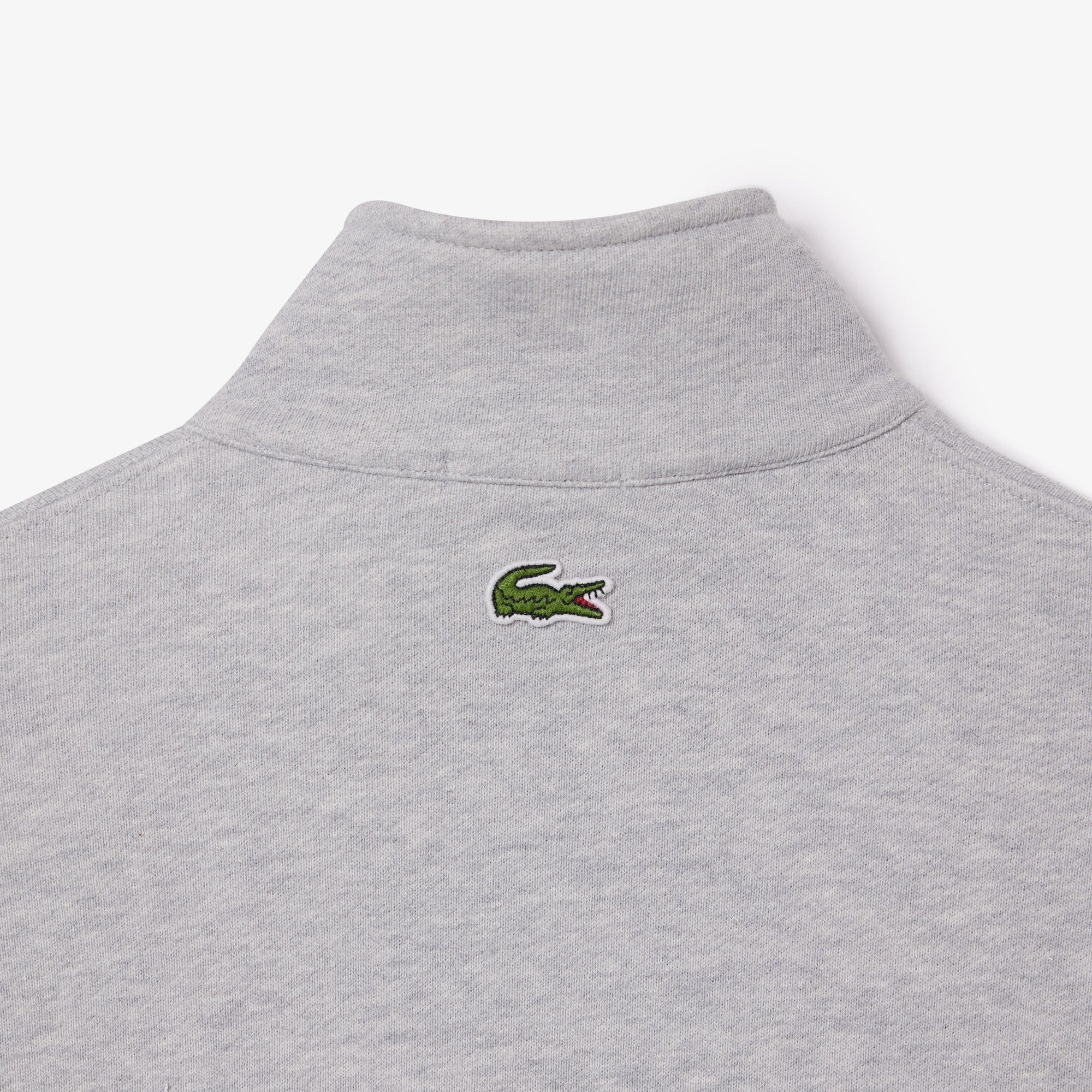 Lacoste Mens Cotton Quarter Zip Logo Sweatshirt Grey Silver Medium