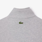 Lacoste Mens Cotton Quarter Zip Logo Sweatshirt Grey Silver Small