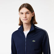Lacoste Mens Paris Piqué Zip Front Track Jacket Sweatshirt Navy Blue XS