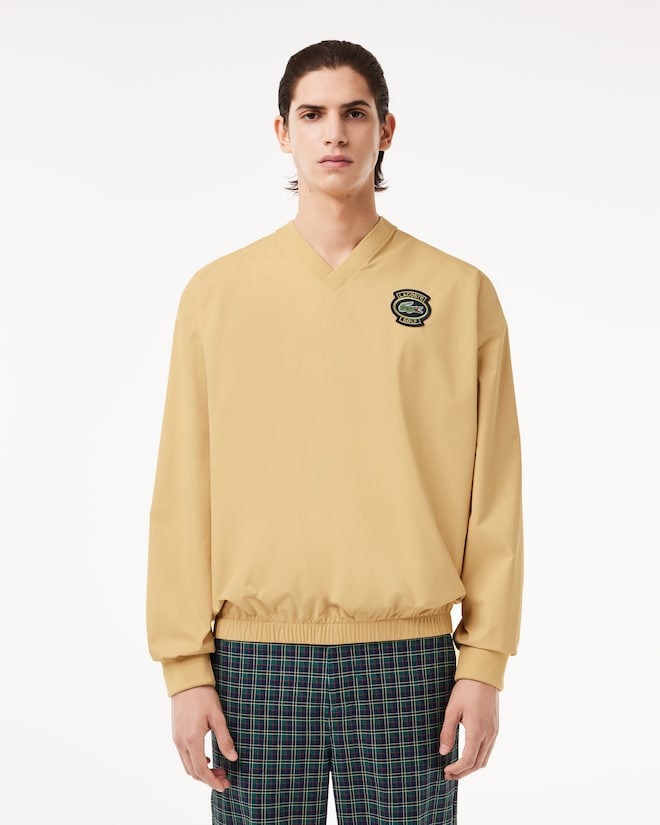 Lacoste Mens V Neck Logo Golf Sweatshirt Yellow EU 6 Large US
