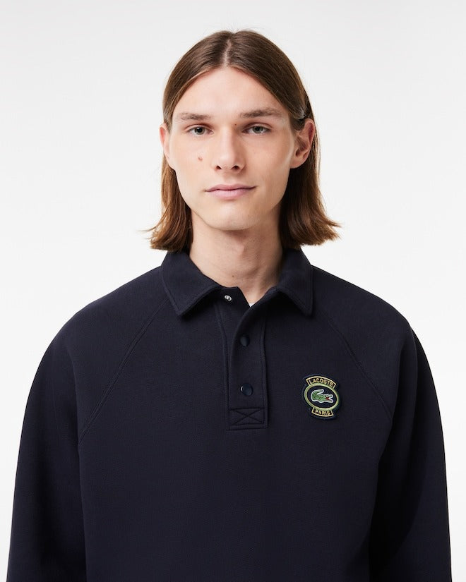 Lacoste Men's Loose Fit Piqué Polo Heavy Sweatshirt Navy Blue 7 / XXL