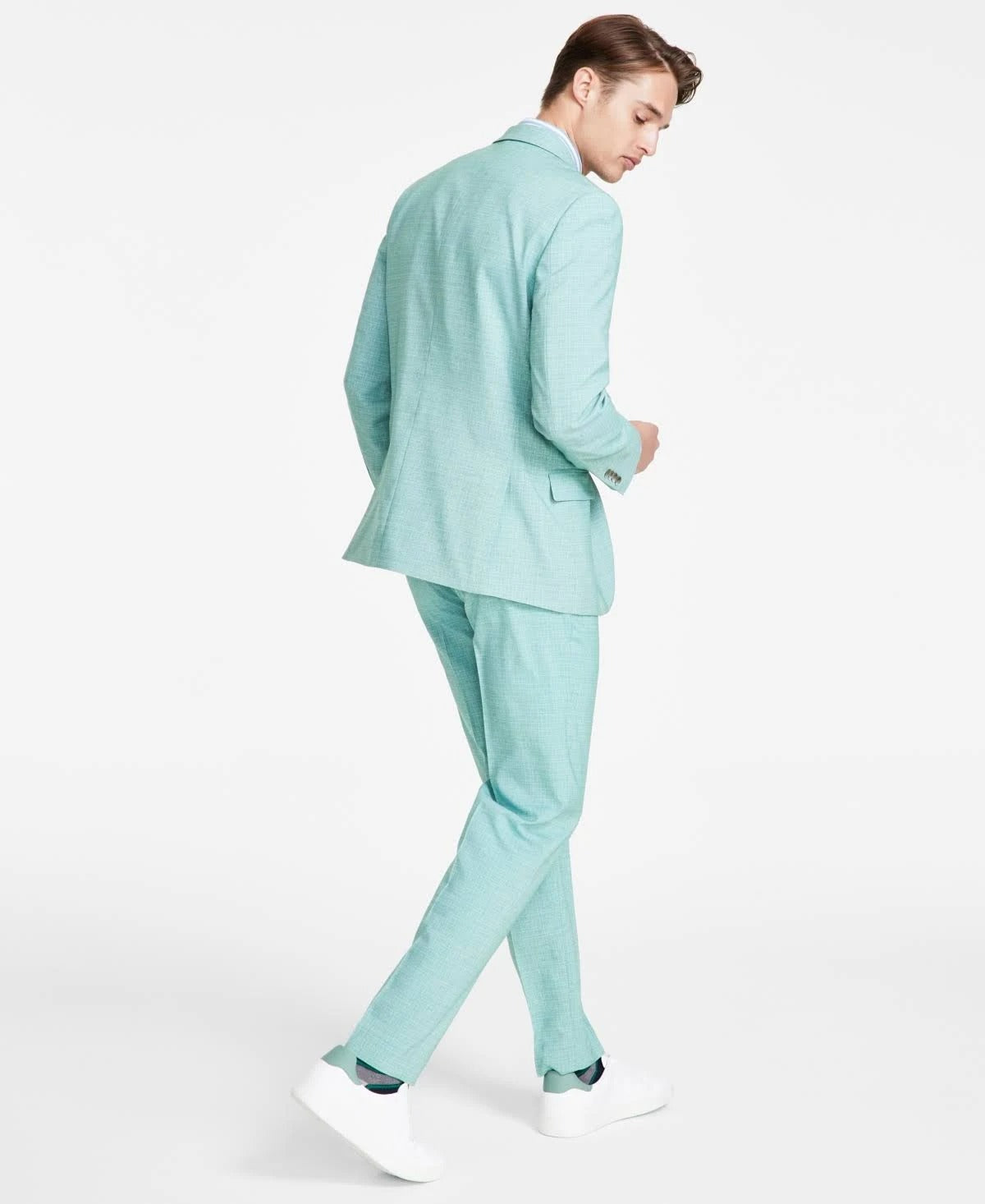 Nautica Mens Modern fit 2 Piece Suit 40 R / 34 Waist Mint Green Solid Stretch