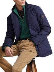 Polo Ralph Lauren Mens Suede-Trim Quilted Jacket XL Navy Blue