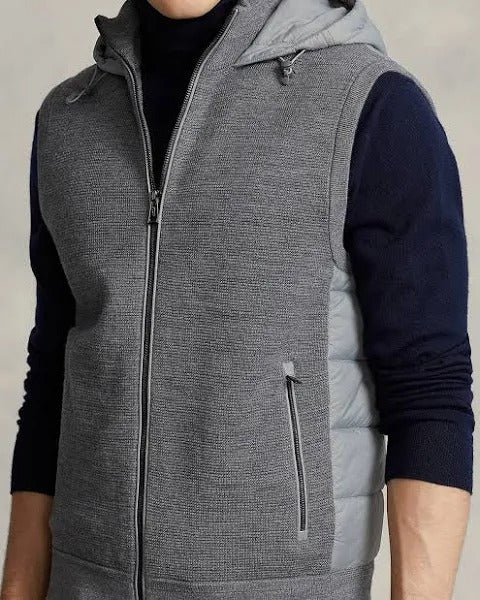 Polo Ralph Lauren Hybrid Regular Fit Full Zip Hooded Sweater Vest XL Grey