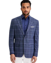 Michael Kors Mens Classic fit Sport Coat Blazer 48 R Blue Plaid