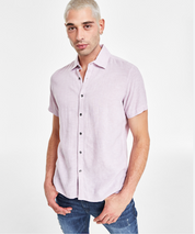 I.N.C. International Concepts Mens Textured Camp Shirt Pink XS