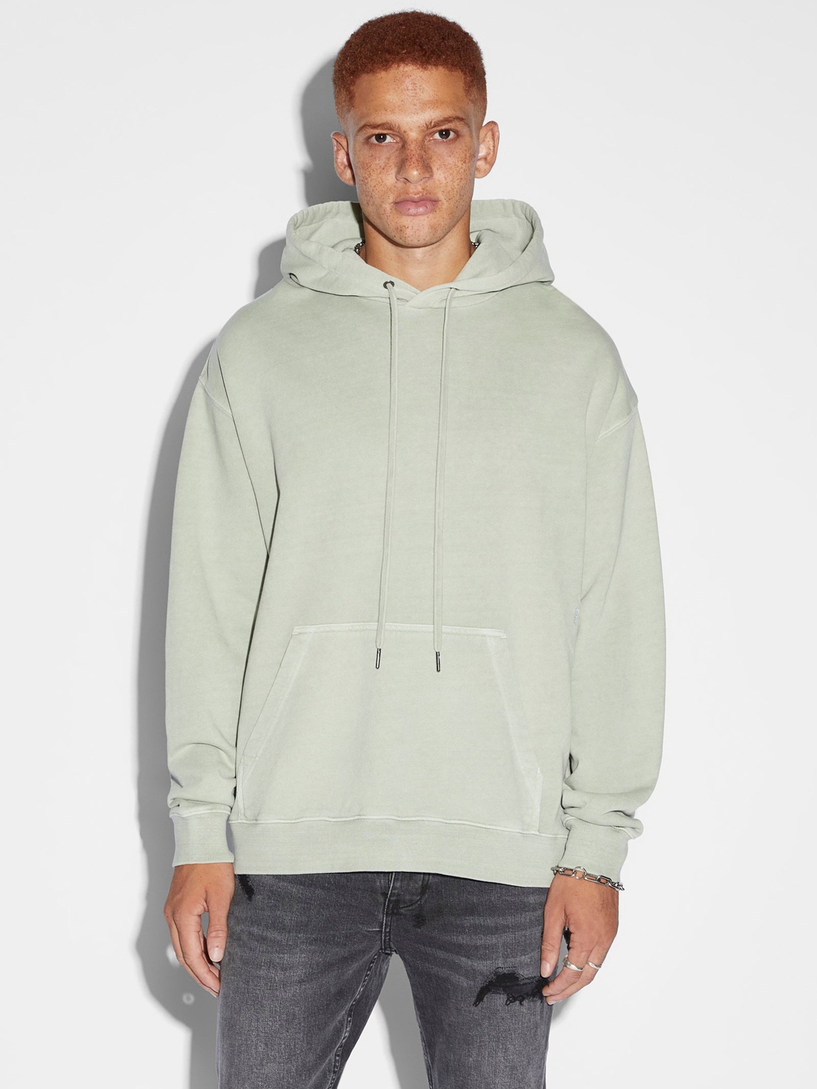 Ksubi Mens Long Sleeve Hoodie Sweatshirt Large Green Solid Oversized