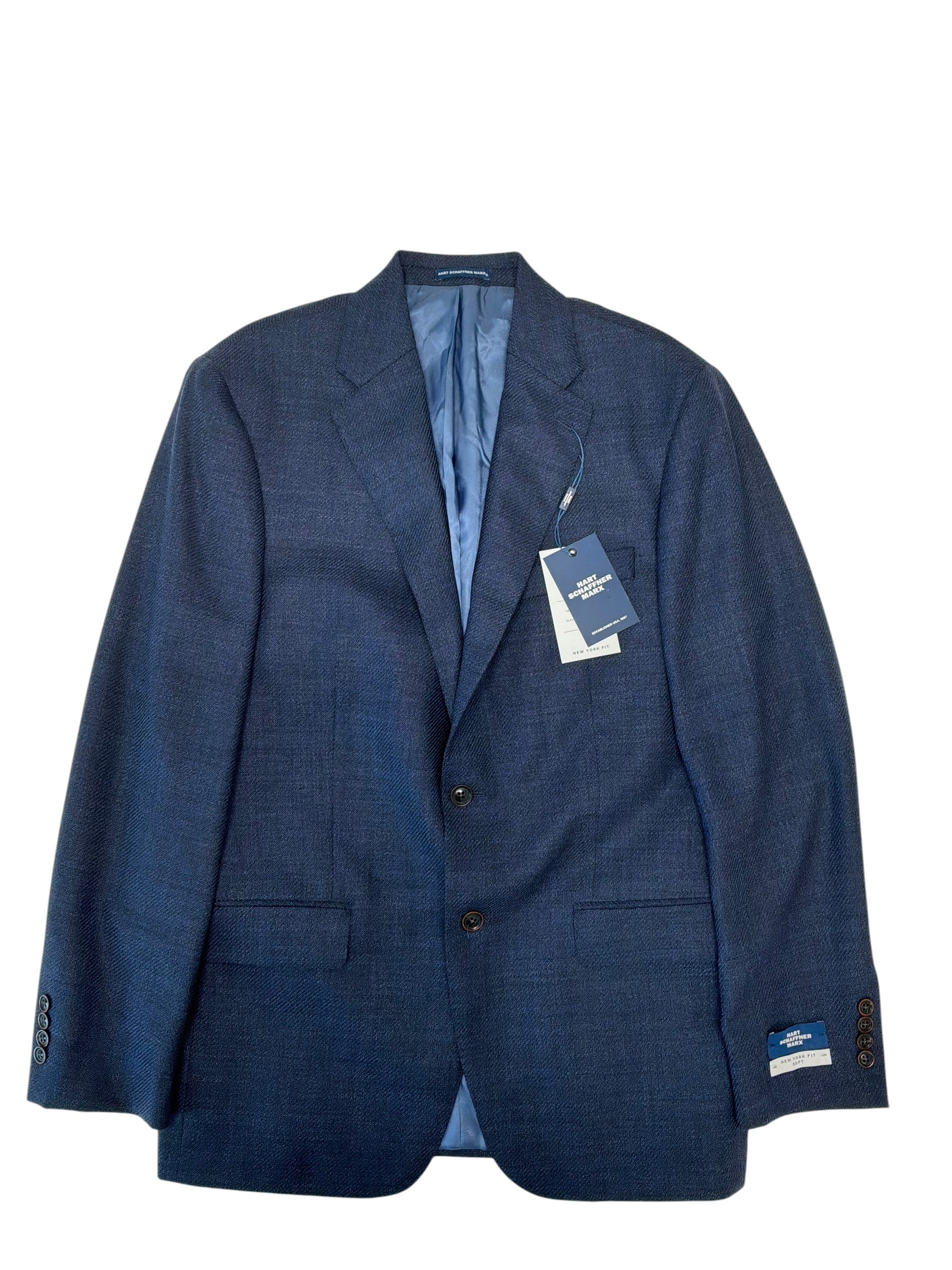 Hart Schaffner Marx Mens Regular fit Wool Sport Coat Blazer 40 R Blue Solid