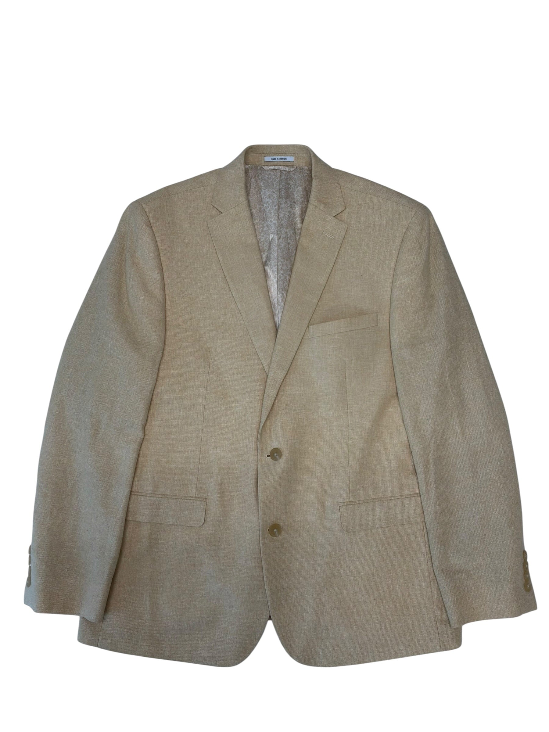 Bar III Mens Slim fit Linen Sport Coat Blazer 44 R Beige Solid