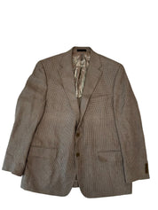 Michael Kors Mens Classic fit Linen Sport Coat Blazer 44 R Brown Check