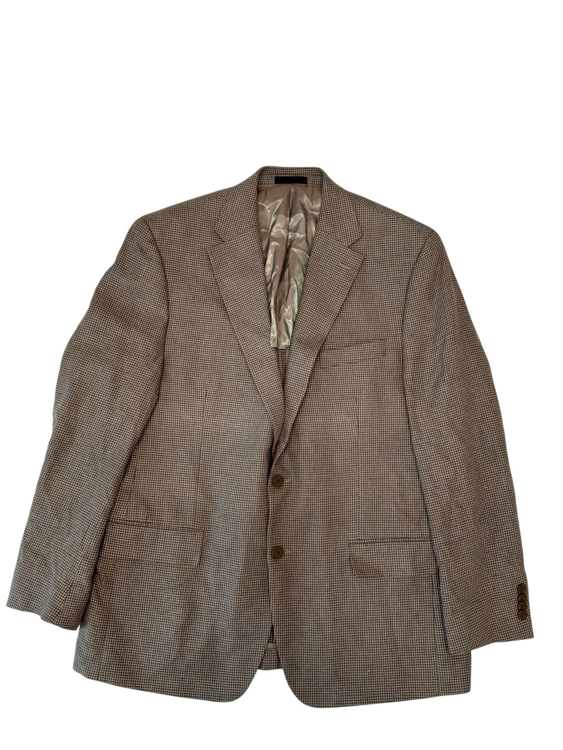 Michael Kors Mens Classic fit Linen Sport Coat Blazer 44 R Brown Check