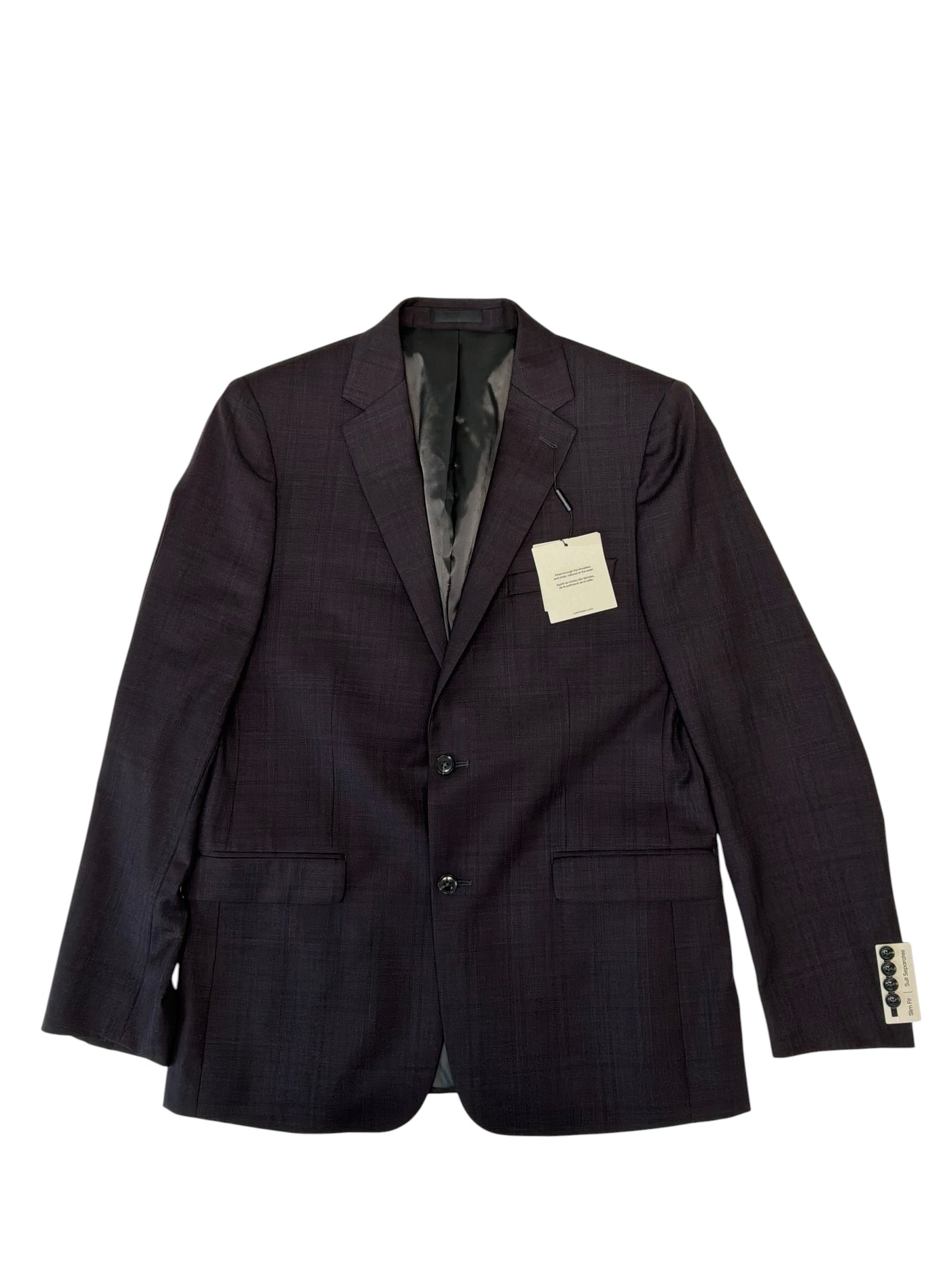 Calvin Klein Mens Slim fit Wool Sport Coat Blazer 44 L Purple Plaid