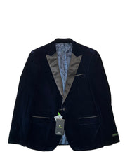 Tom Baine Mens Slim fit Velvet Sport Coat Blazer 38 S Blue Solid