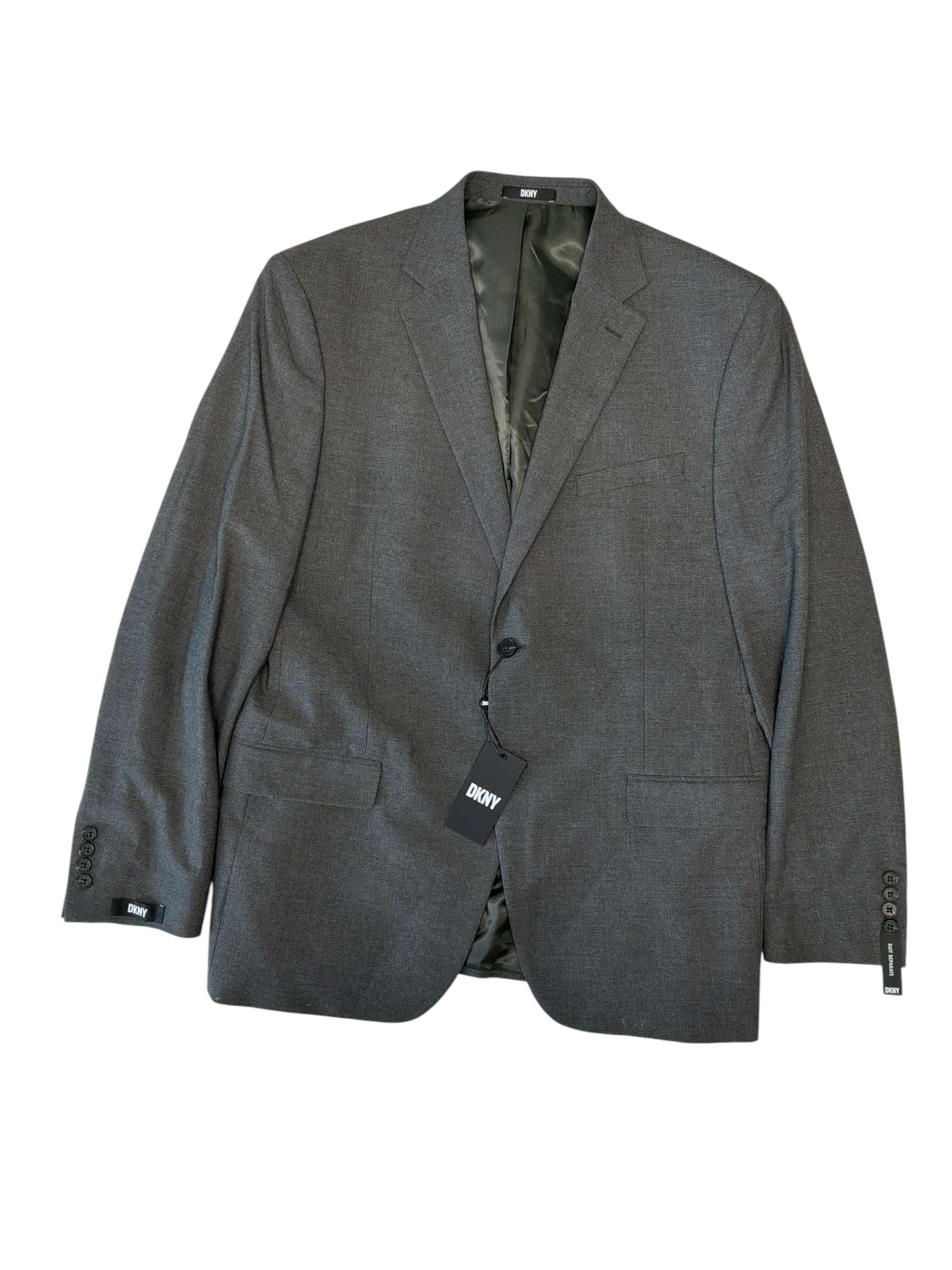 Dkny Mens Modern fit Sport Coat Blazer 44 R Grey Solid