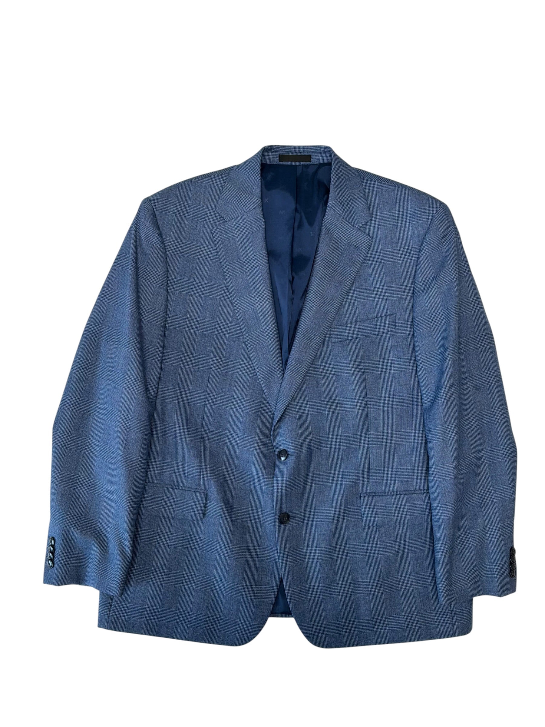 Michael Kors Mens Classic fit Wool Sport Coat Blazer 46 R Blue Plaid