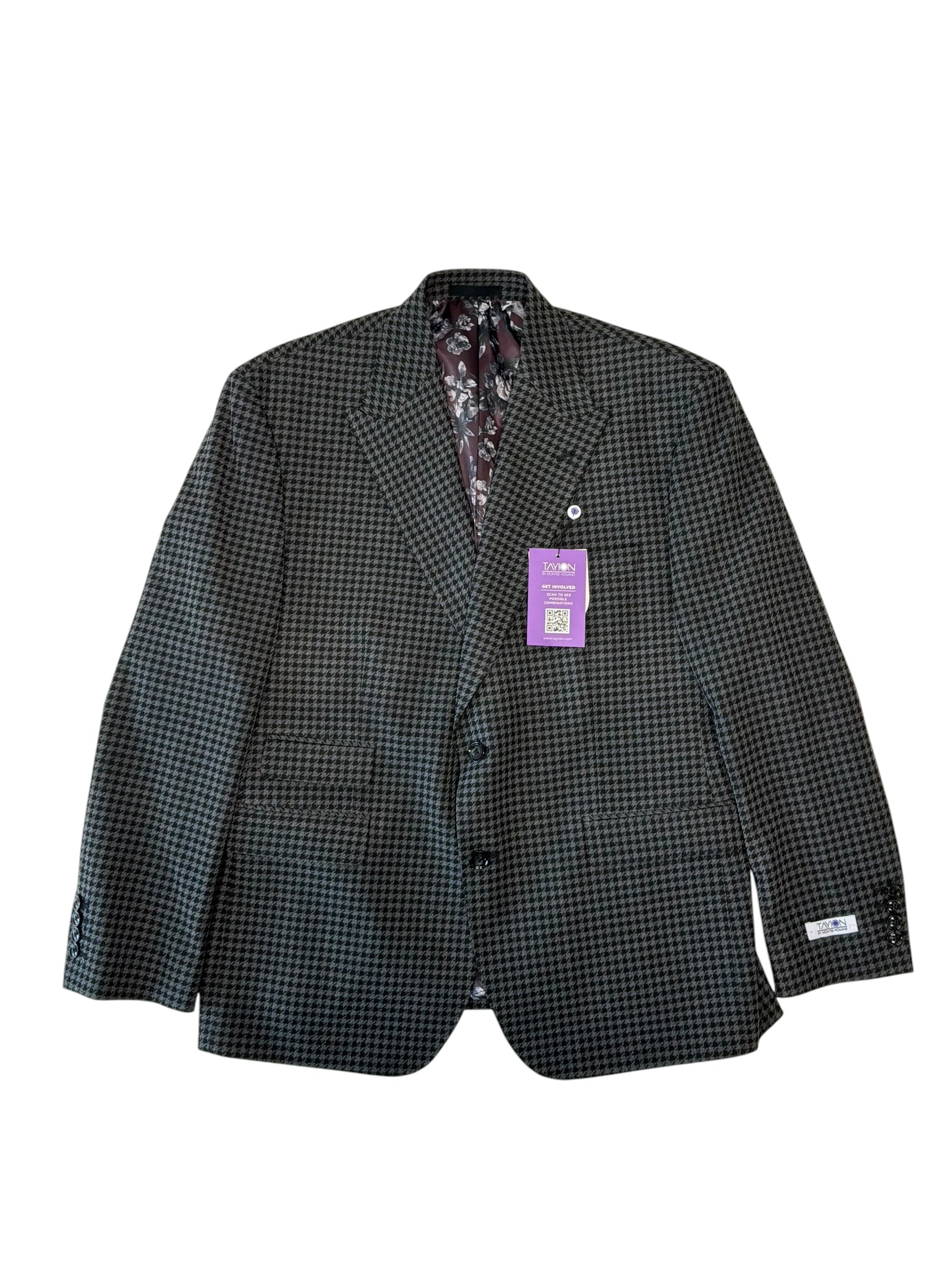 Tayion Mens Classic fit Sport Coat Blazer 42 S Grey Check