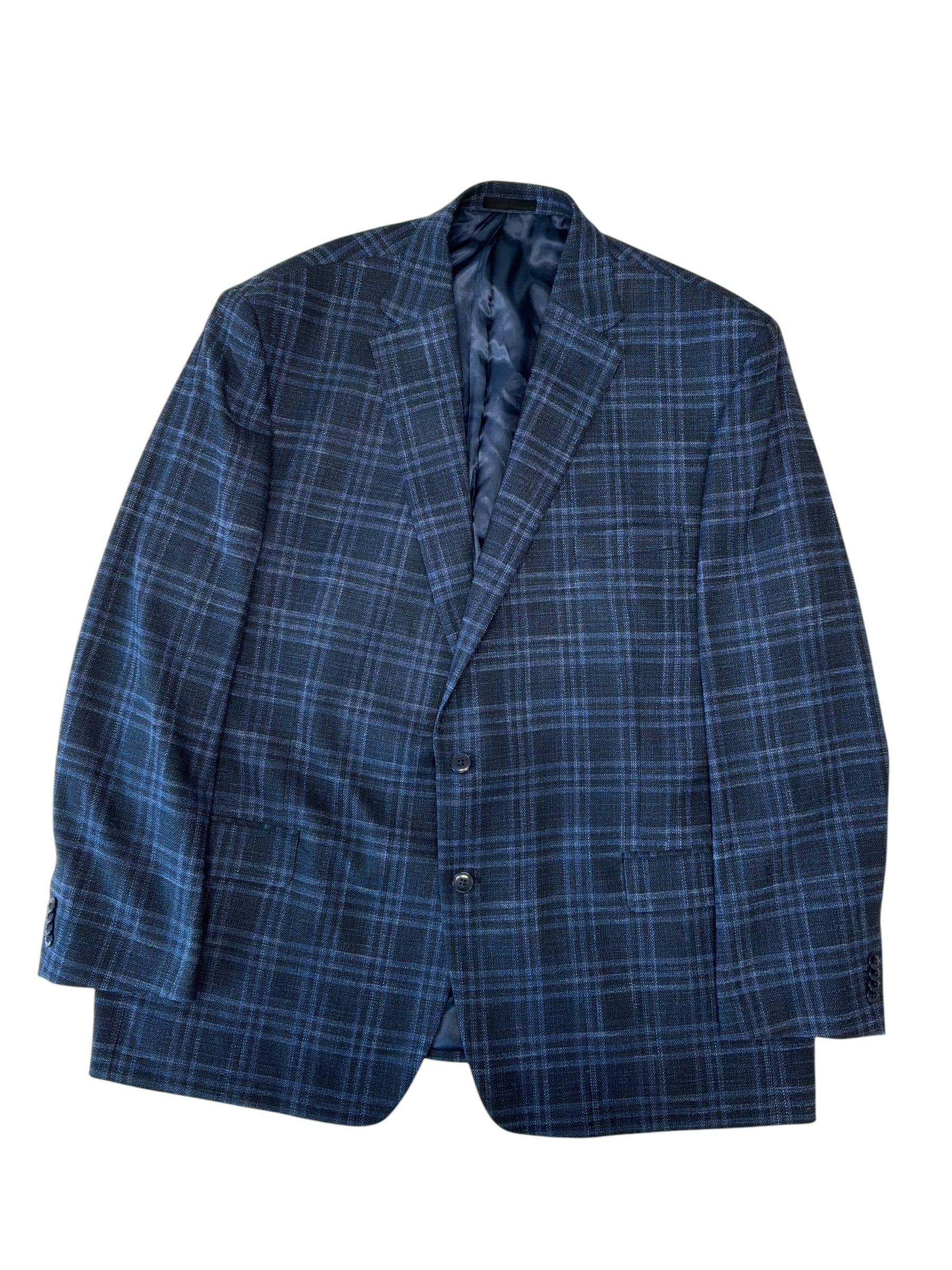 Michael Kors Mens Classic fit Sport Coat Blazer 52 L Blue Plaid