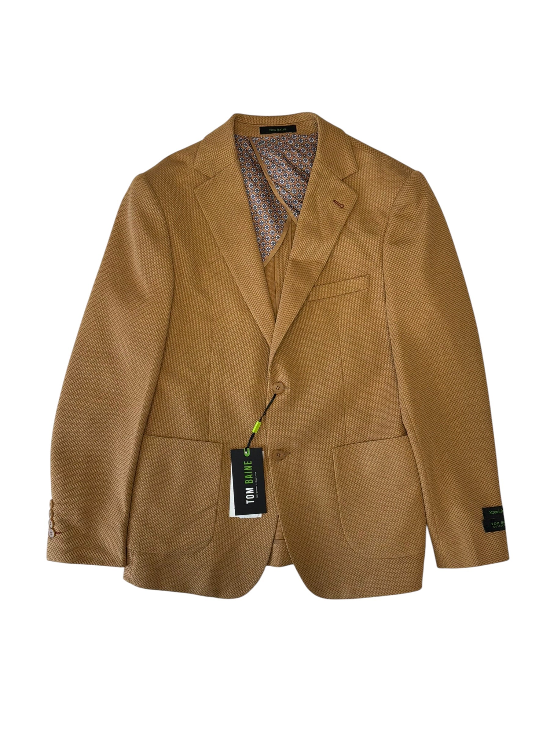 Tom Baine Mens Slim fit Sport Coat Blazer 40 R Beige Solid