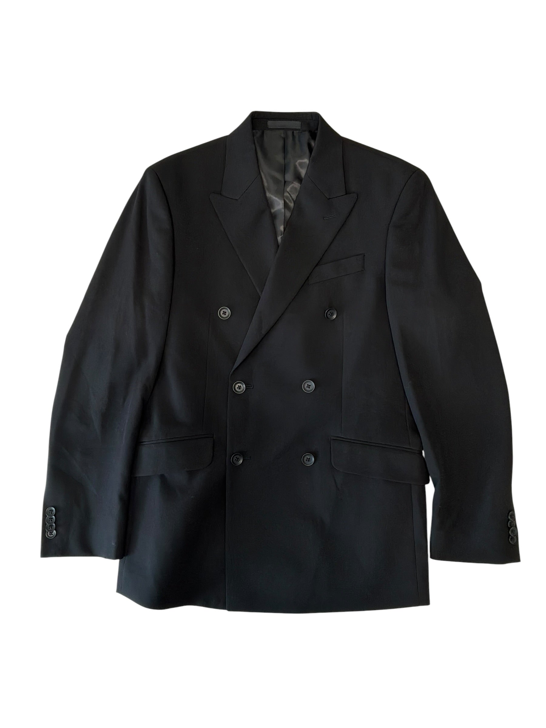 Kenneth Cole Mens Slim fit Double Breasted Suit Jacket Blazer 36 R Black Solid